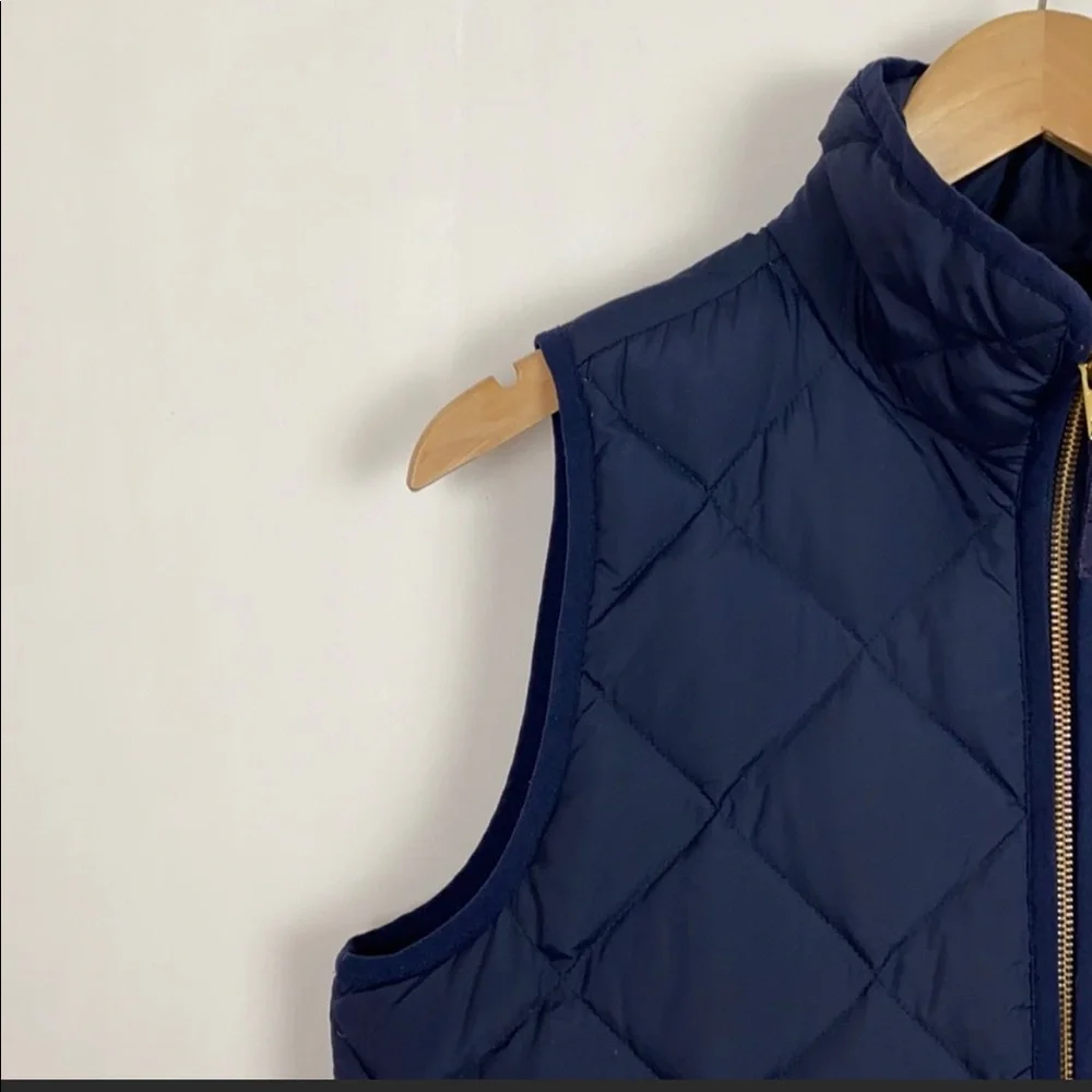 J Crew Navy w Gold Accents Down PufferVest S - Picture 3 of 10